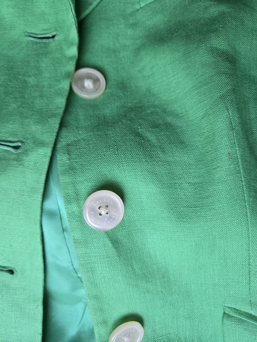 Green Linen Blazer Jacket - Picture 3 of 4